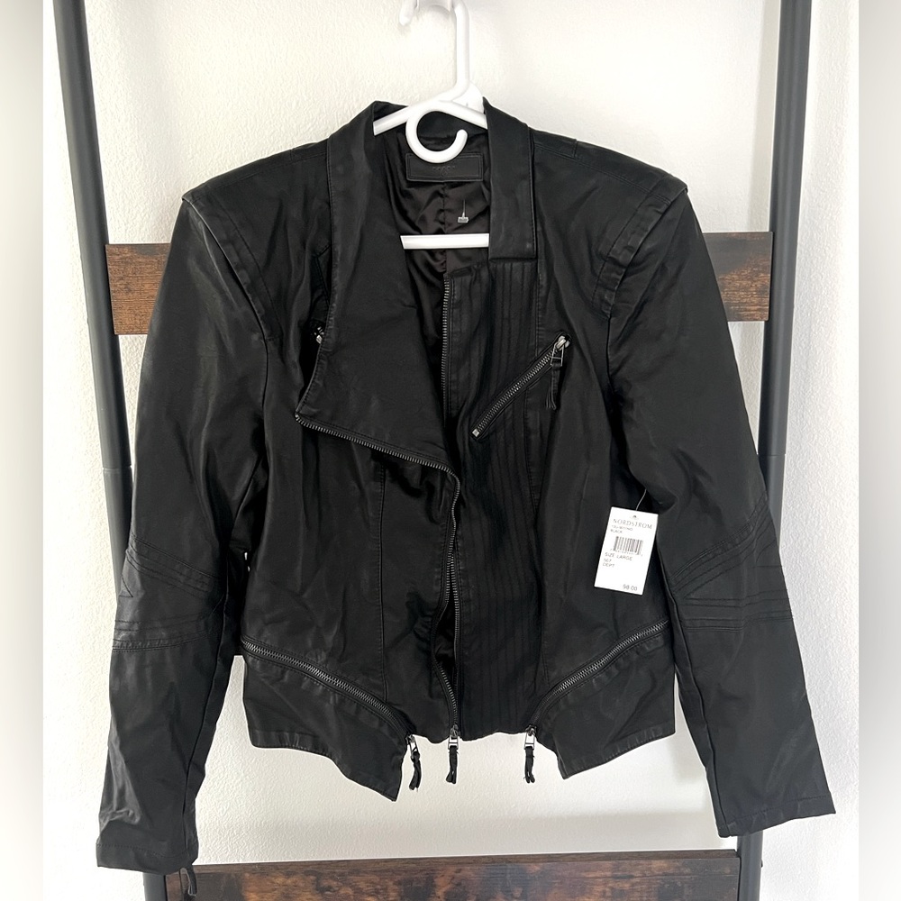 BLANKNYC] Womens Luxury Clothing Cropped Suede Leather Motorcycle Jackets.